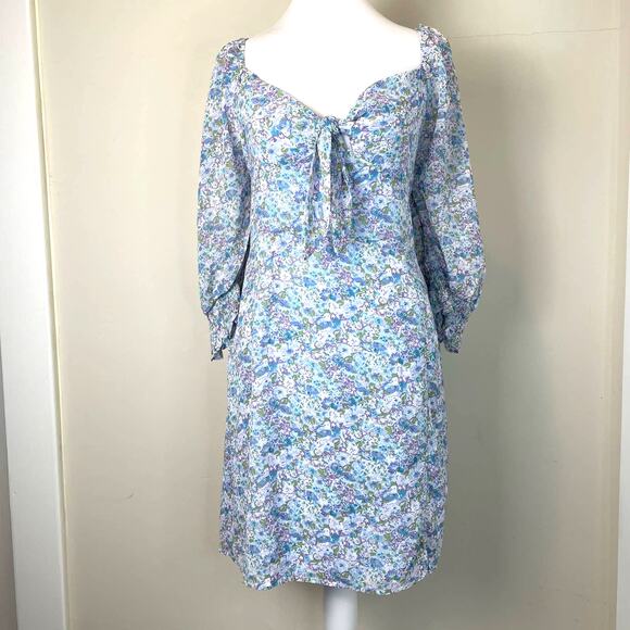Blue Floral Lush Dress Size L - Picture 2 of 3